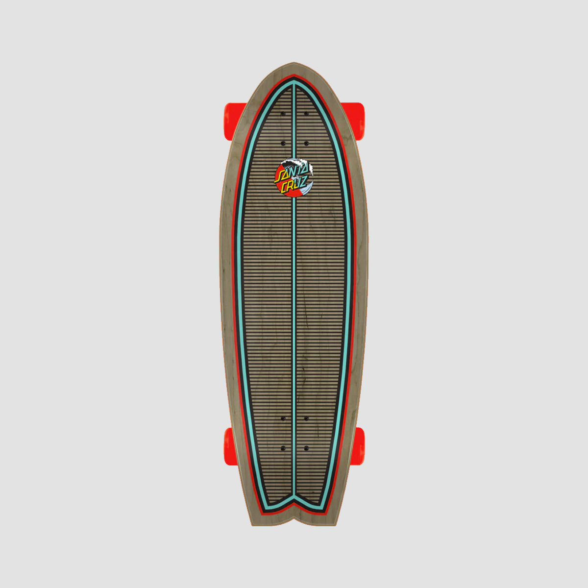 Santa Cruz Classic Wave Splice Shark Cruiser Skateboard Red/Grey - 27.7"