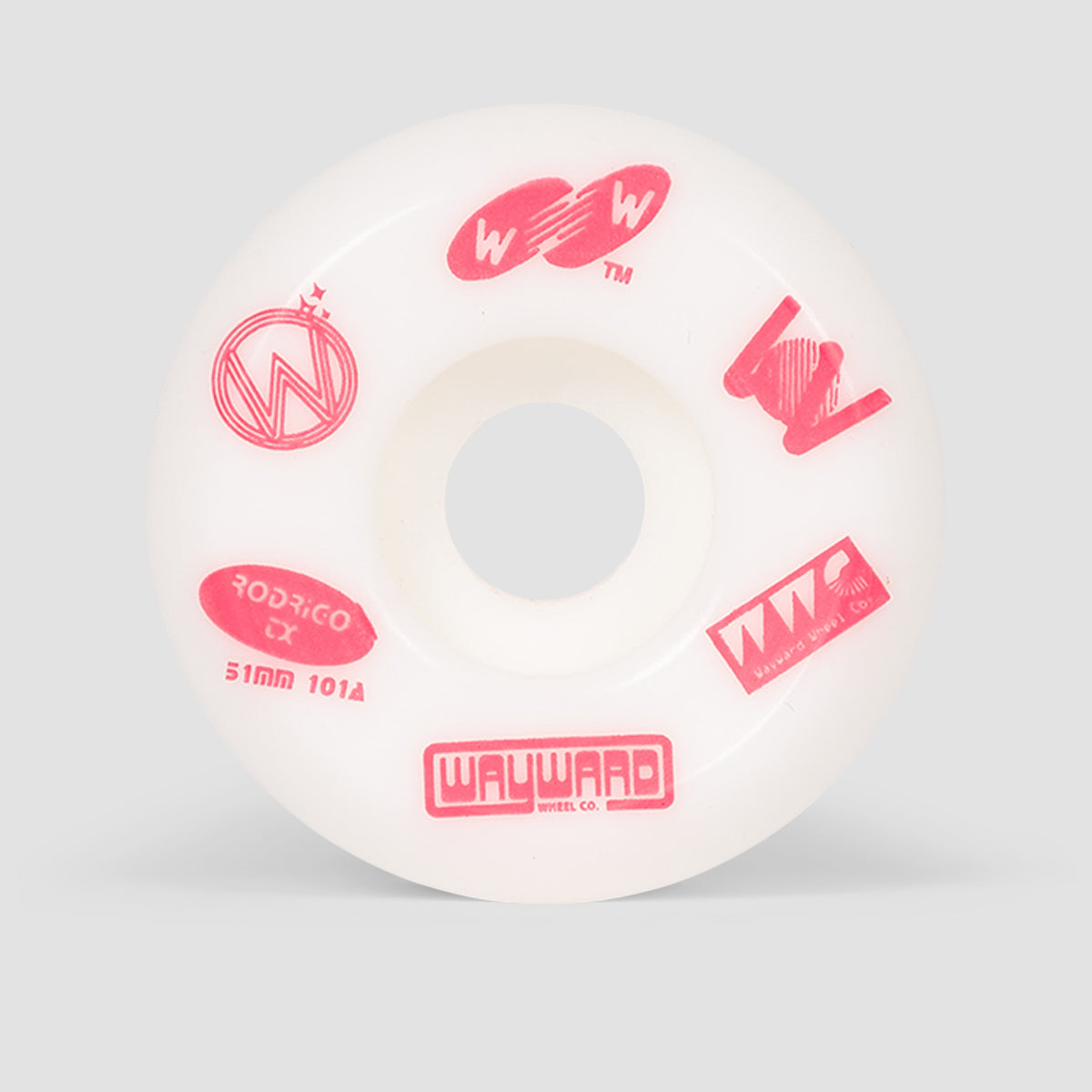 Wayward Rodrigo TX Funnel Cut 101A Skateboard Wheels White/Pink 51mm
