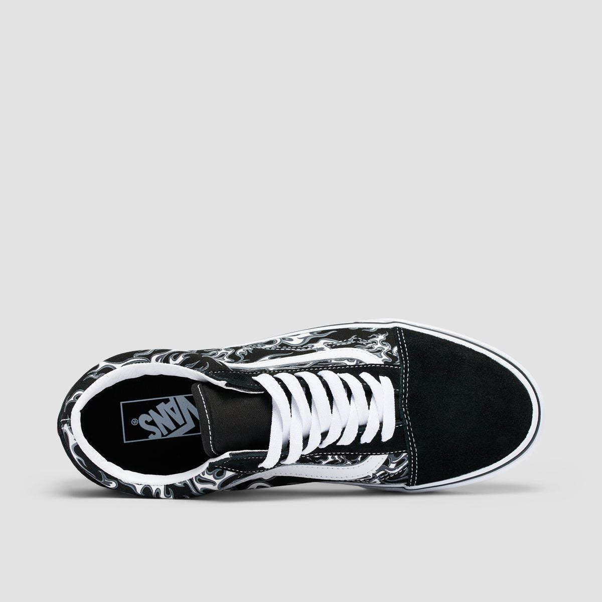 Vans Old Skool Shoes Flames Black/True White 5uk Flames Black/True White