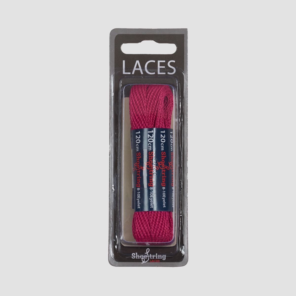 ShoeString American Flat 10mm 120cm Laces (Blister Pack) Magenta