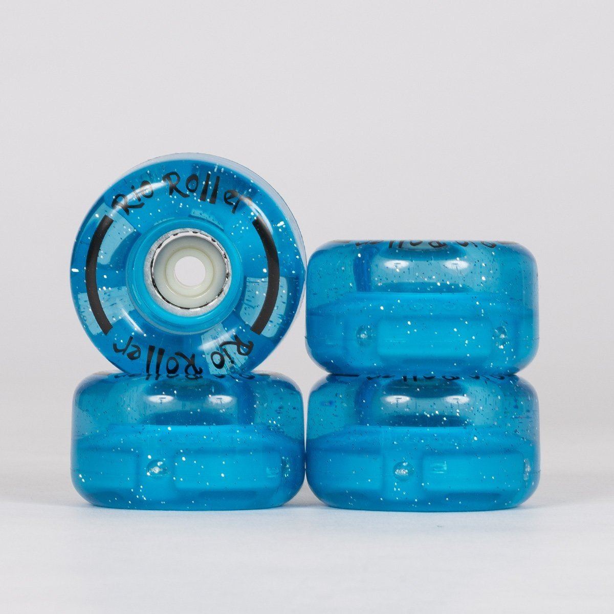 Rio Roller Light Up Wheels x4 Blue Glitter 54mm