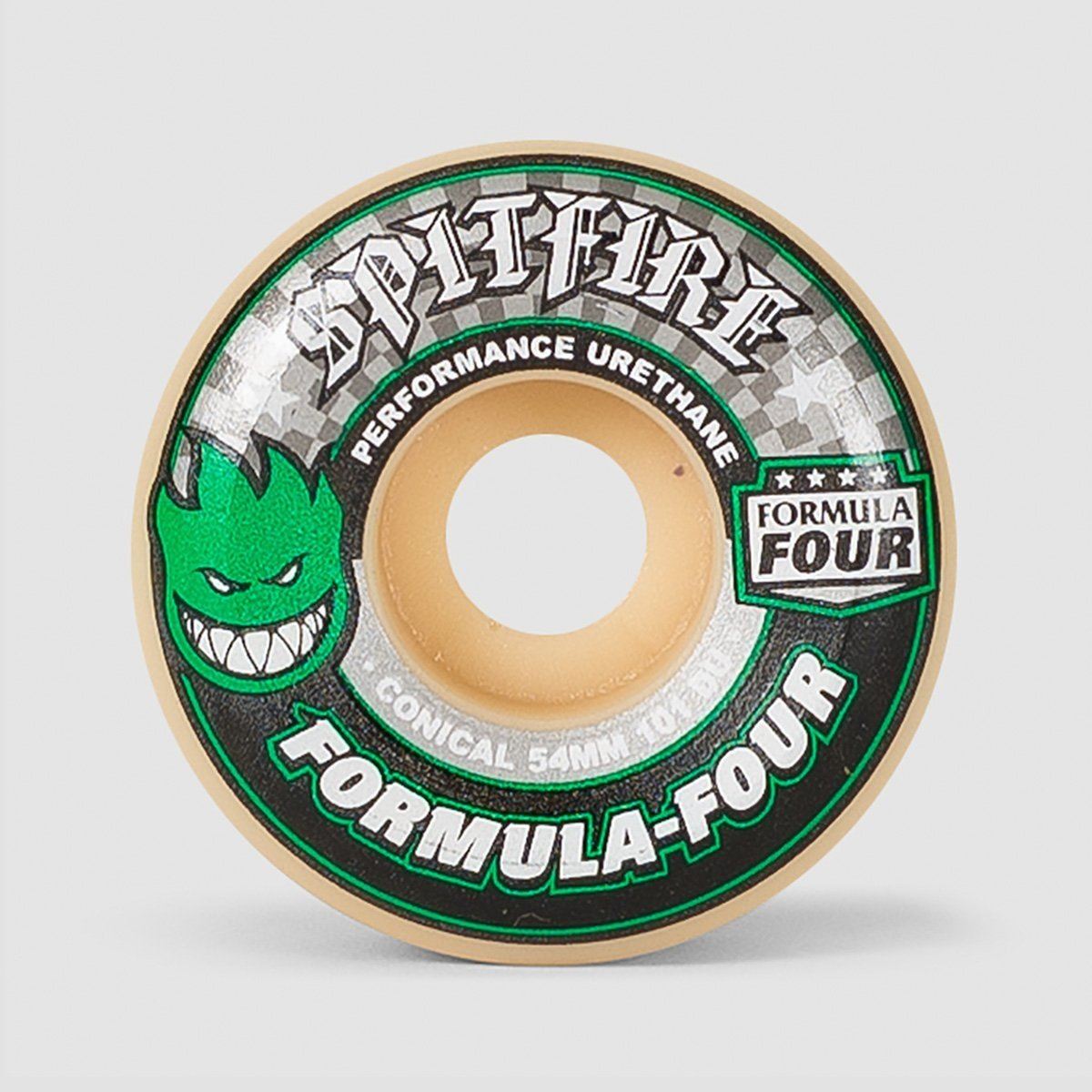 Spitfire Formula Four Conical 101du Skateboard Wheels Natural/Green 54mm