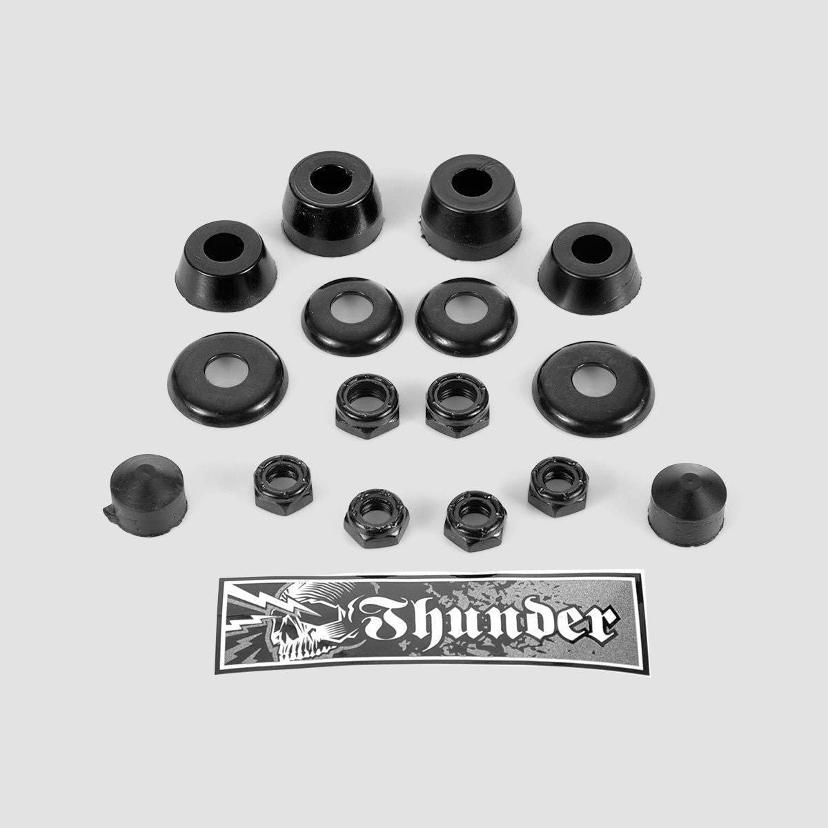 Thunder Rebuild Kit Bushings Washers Axel And Kingpin Nuts Pivot Cup 100 Duro Black x2