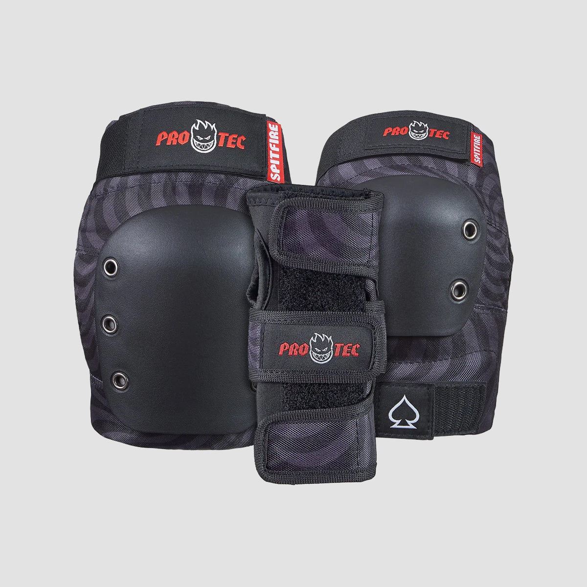 Protec X Spitfire Street Open Back Pad Set 3 Pack Black
