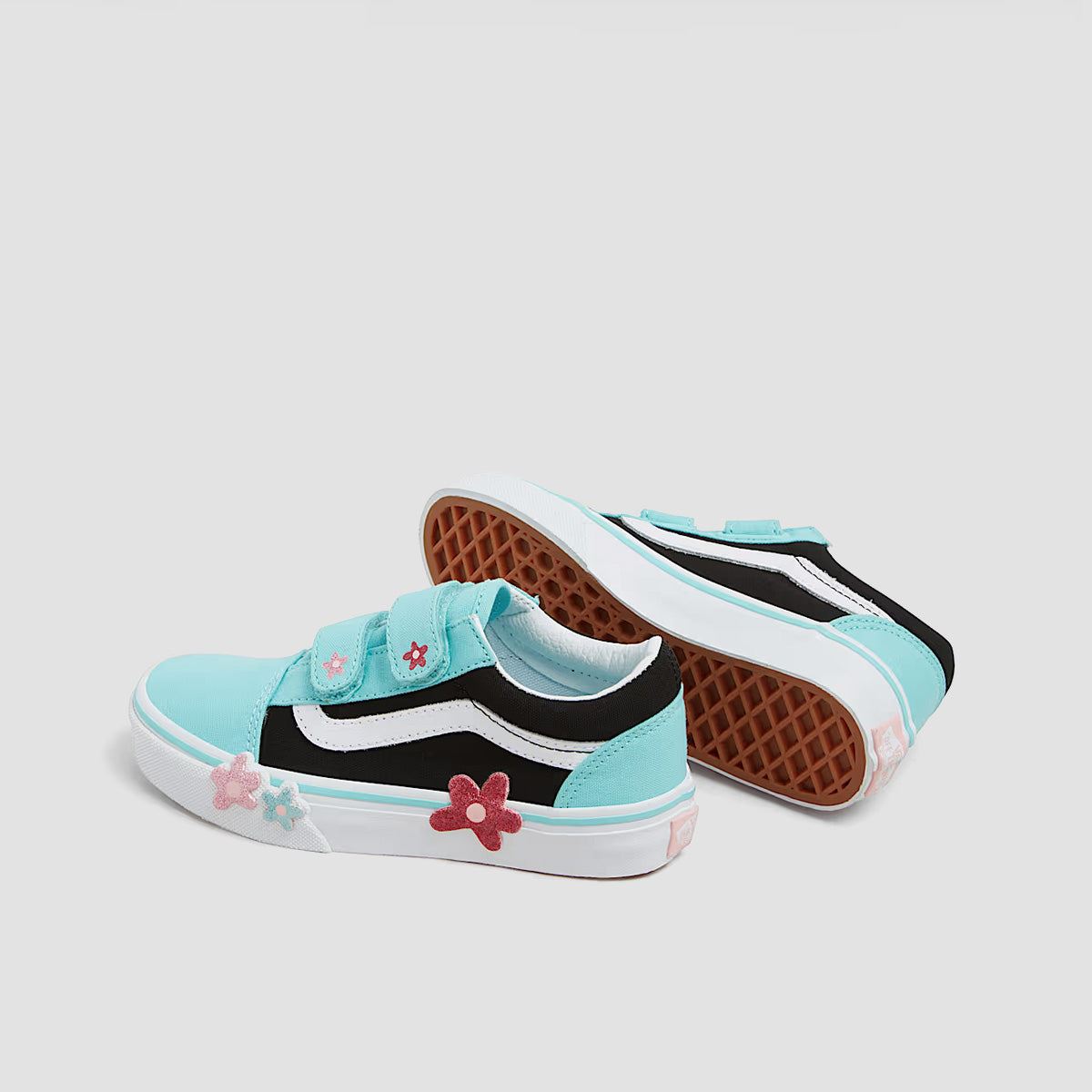 Vans Old Skool V Flower Shoes - Glitter Flower Power Multi/True White - Kids