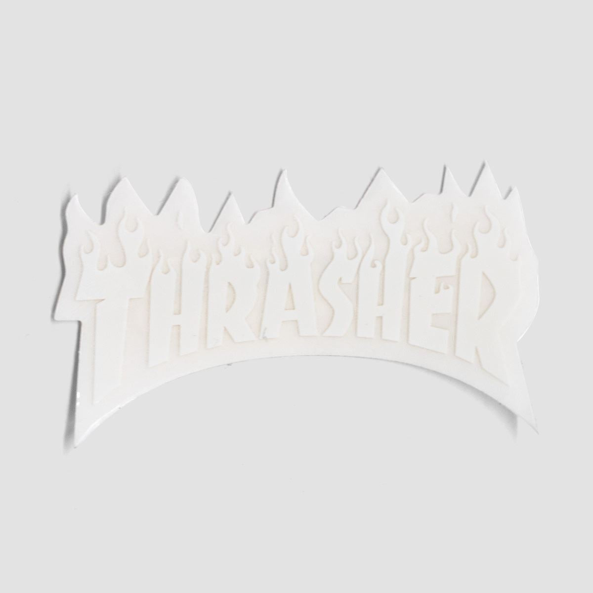 Thrasher Flame Logo Small Sticker White 80x45mm