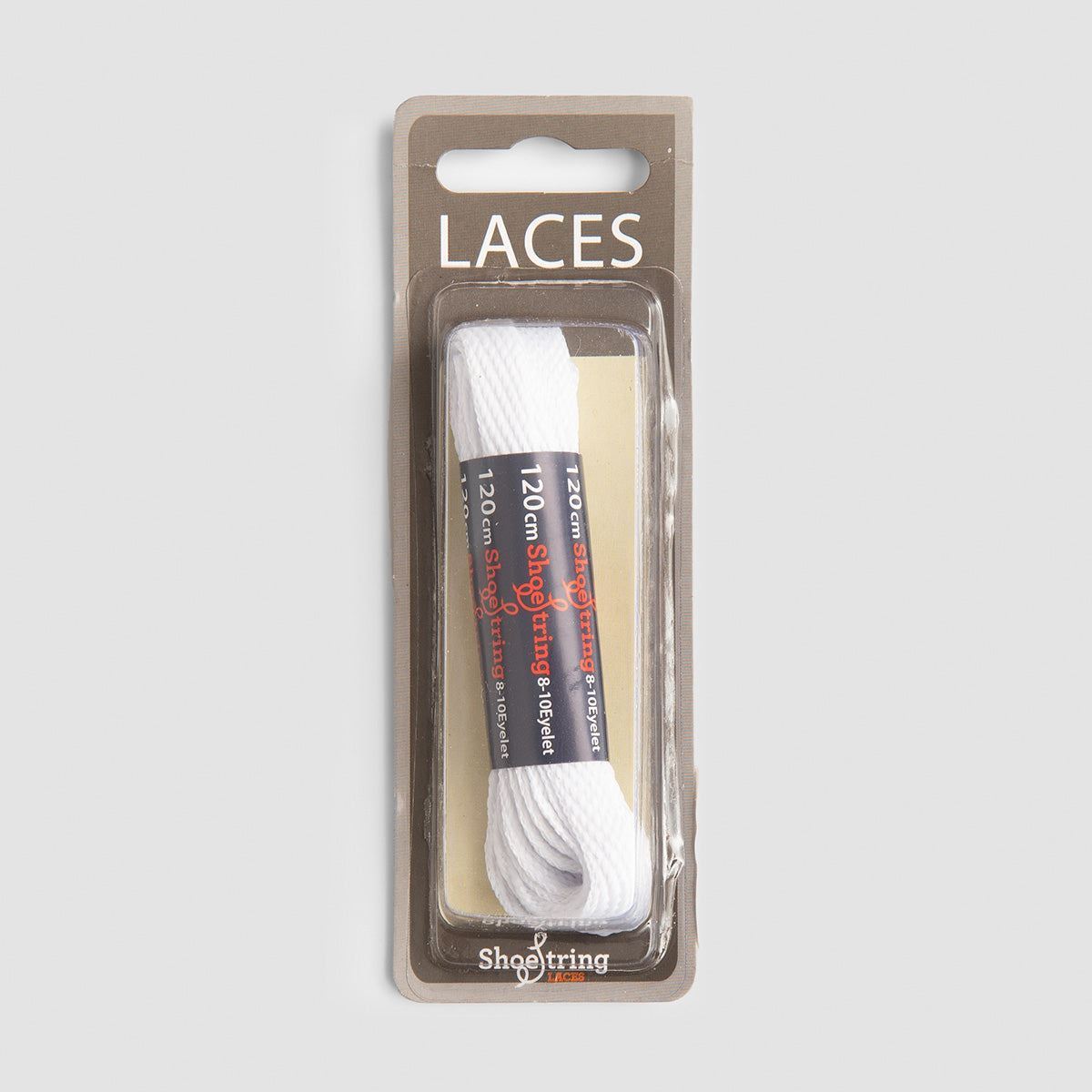 ShoeString American Flat 10mm 120cm Laces (Blister Pack) White