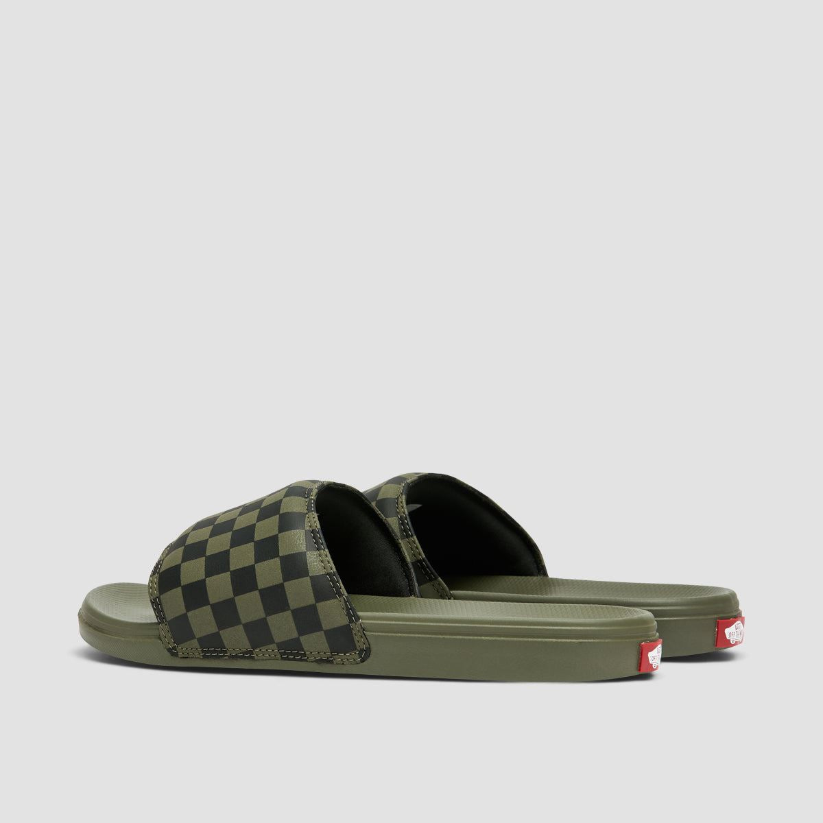 Vans La Costa Slide-On Sandals Checkerboard Dark Olive