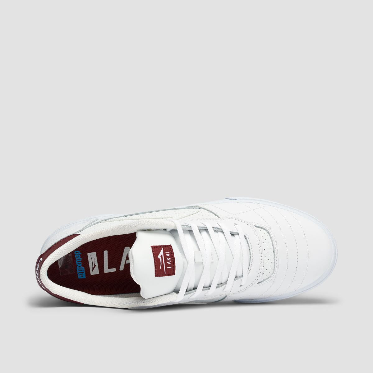 Lakai Cambridge Shoes White/Burgundy Leather