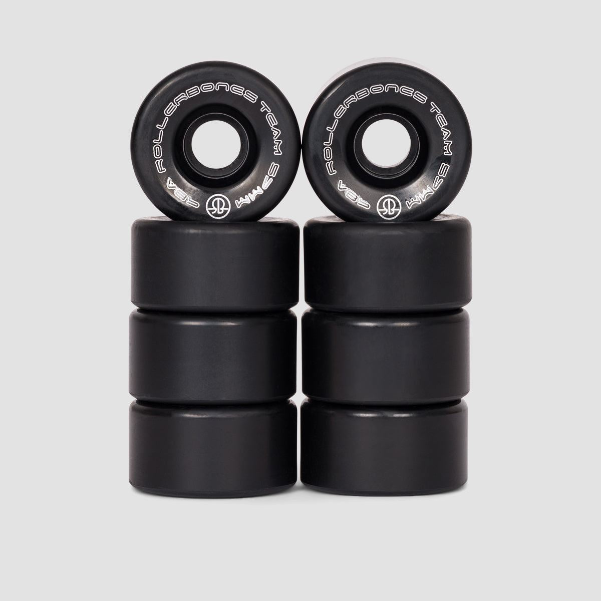 Rollerbones Team Logo 98a Quad Wheels x8 Black 57mm