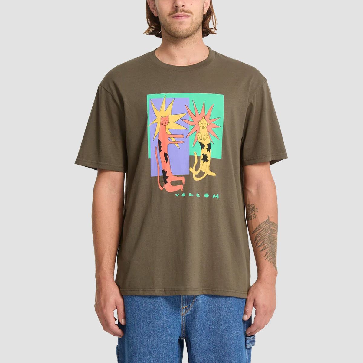 Volcom Longo Cats T-Shirt Sage Leaf