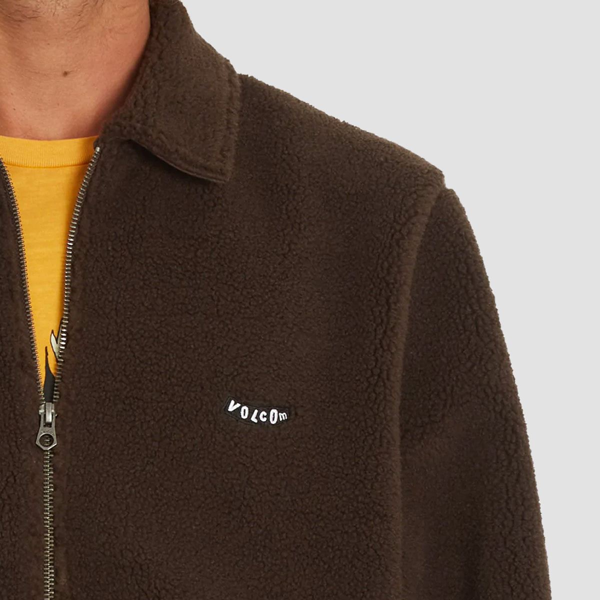 Volcom Edwart Sherpa Lined Fleece Jacket Dark Brown