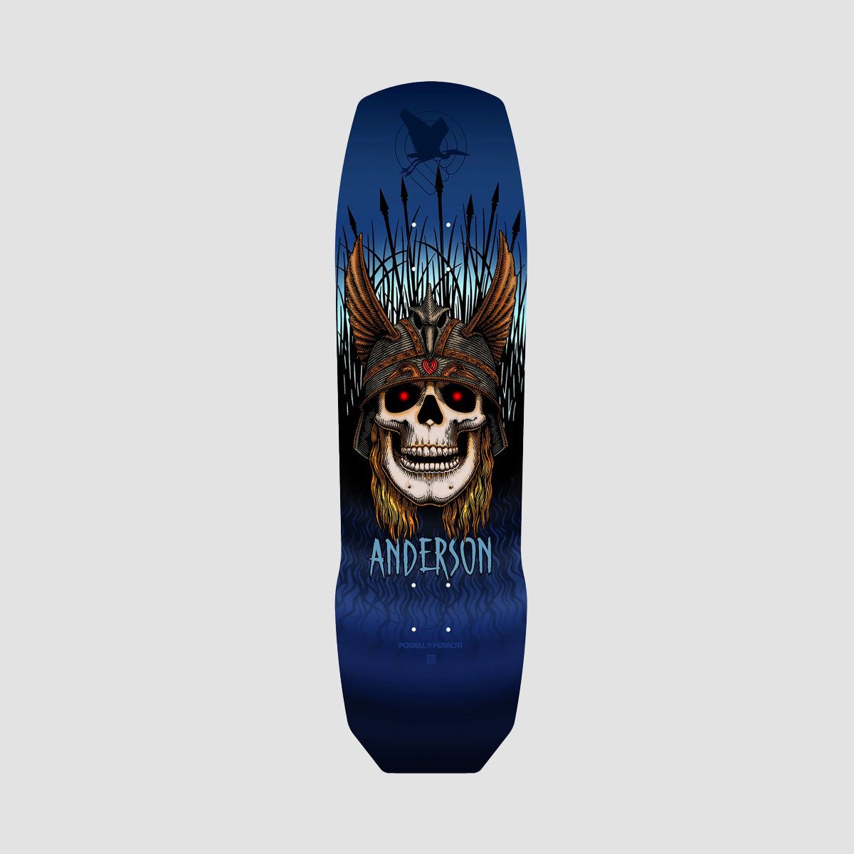 Powell Peralta Andy Anderson Heron Skull 290 Skateboard Deck Blue - 9.13"