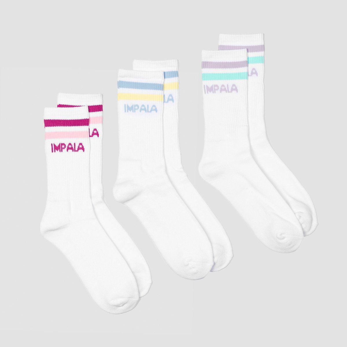 Impala Stripe Crew Socks 3 Pack Pastel