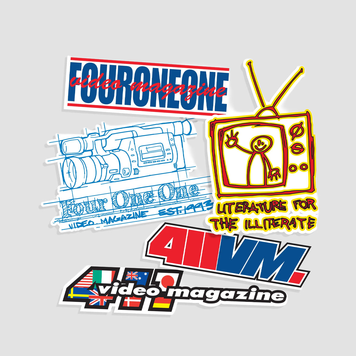 411 Logos Assorted Stickers 5 Pack Multi