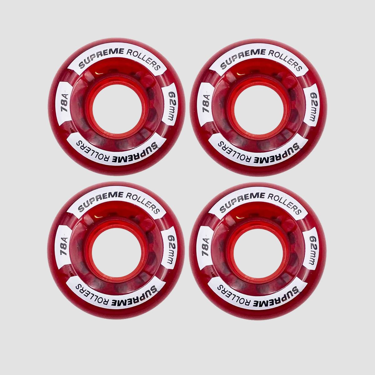 Supreme 78A Rollers Quad Wheels X4 Red 62mm