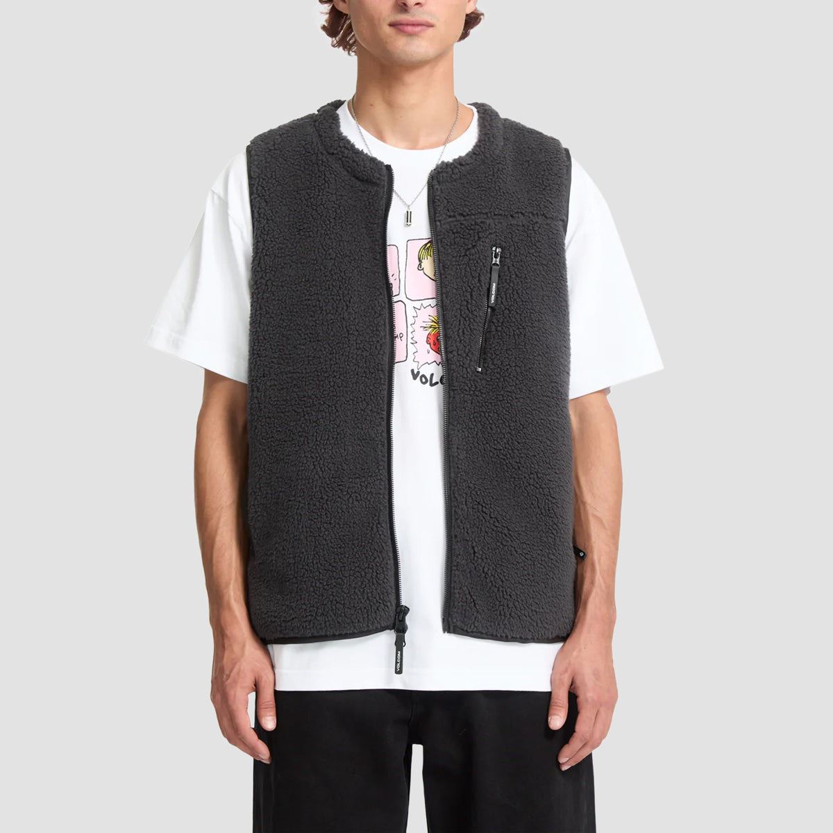 Volcom Arch Stone Vest Jacket Asphalt Black