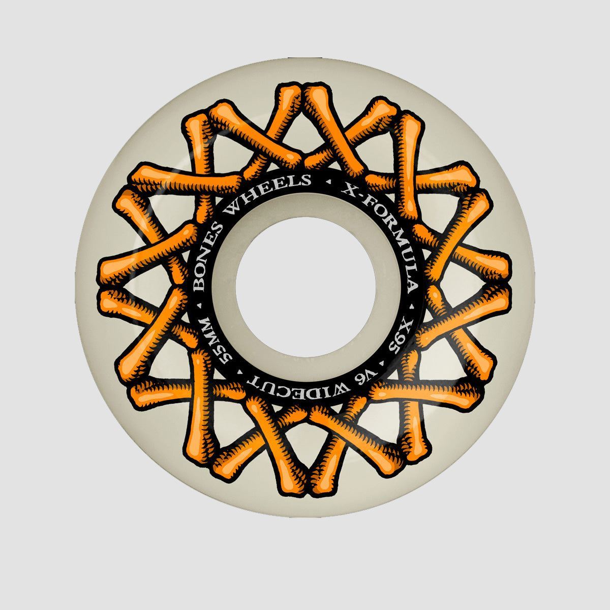 Bones X-Formula XF Widecut V6 95A Skateboard Wheels White 55mm