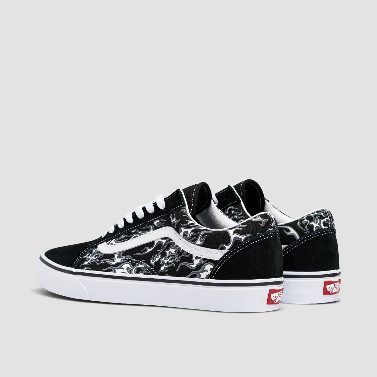 Vans black 2024 with flames