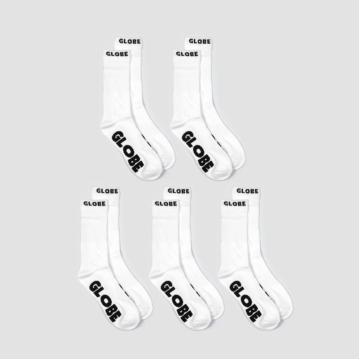 Globe Whiteout Socks 5 Pack White