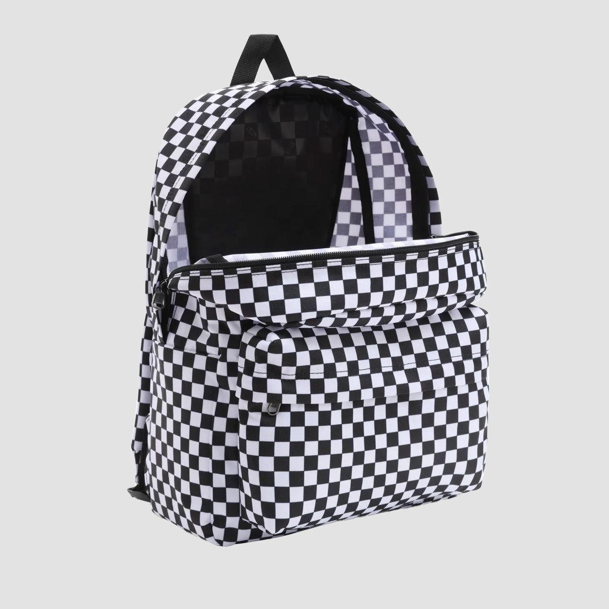 Vans black and on sale white checkerboard backpack