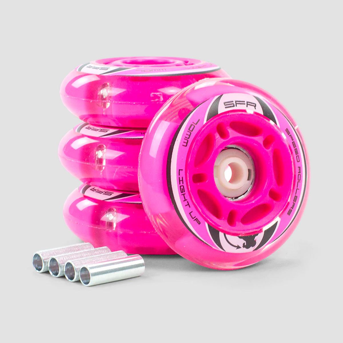 SFR Light Up Inline Wheels Pink 64mm