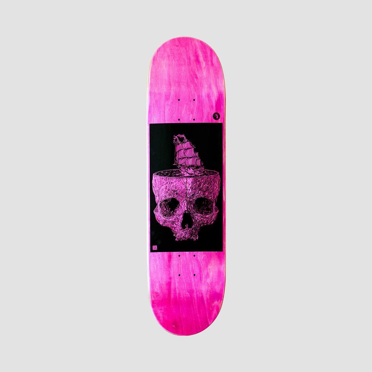 Heathen Stormy Seas on Taperhead Skateboard Deck Pink - 8.5"