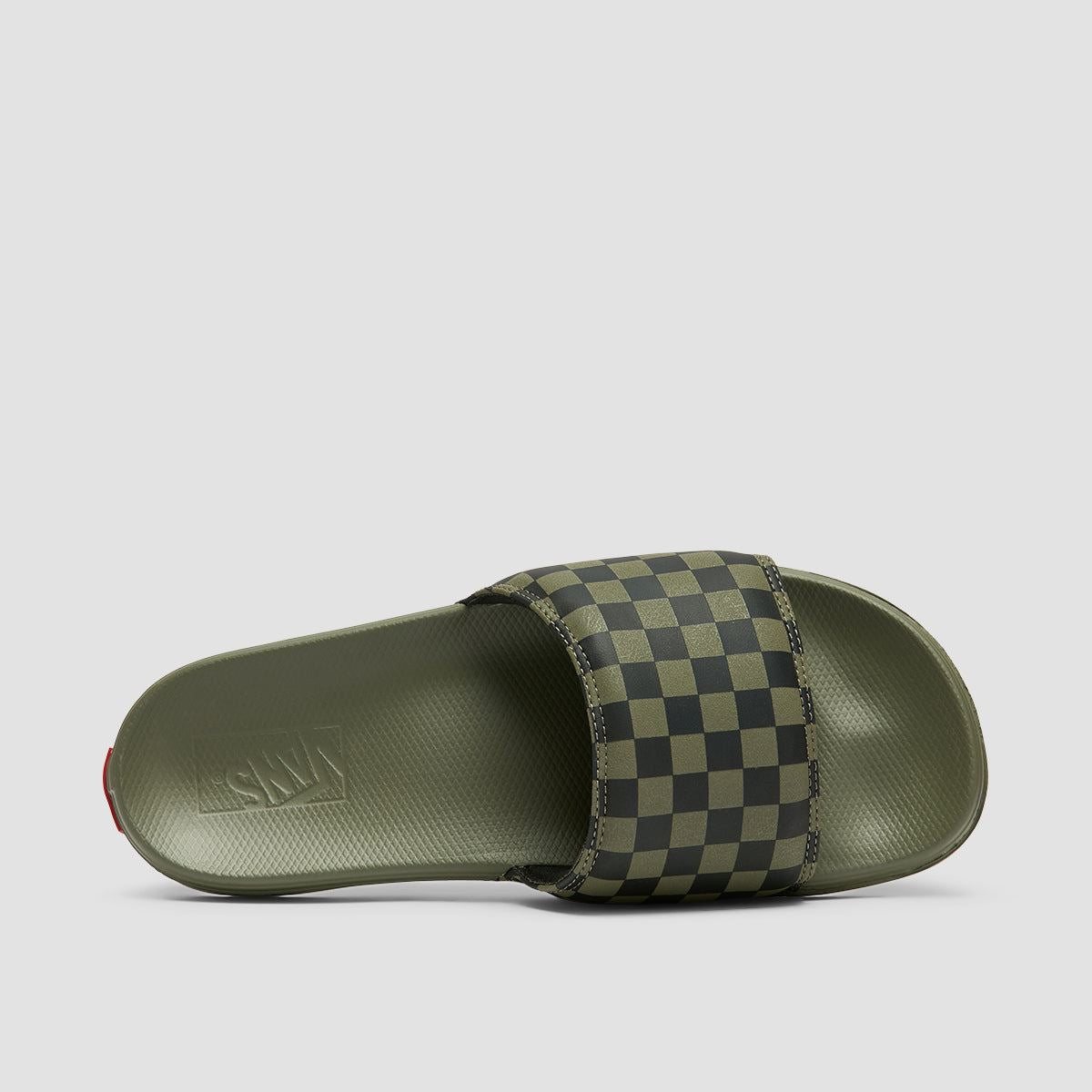 Vans La Costa Slide-On Sandals Checkerboard Dark Olive