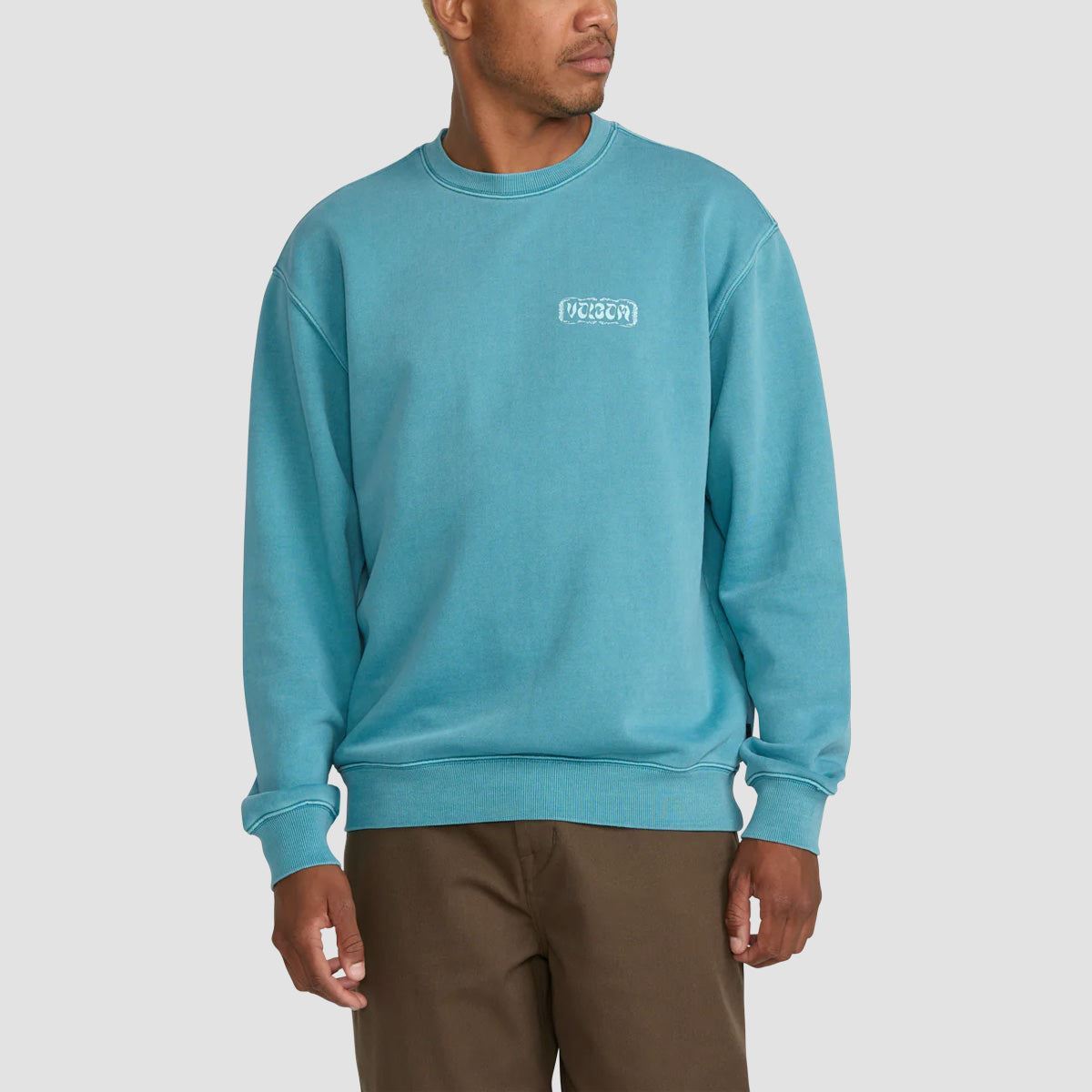 Volcom Terry Stoned Crew Sweatshirt Used Blue