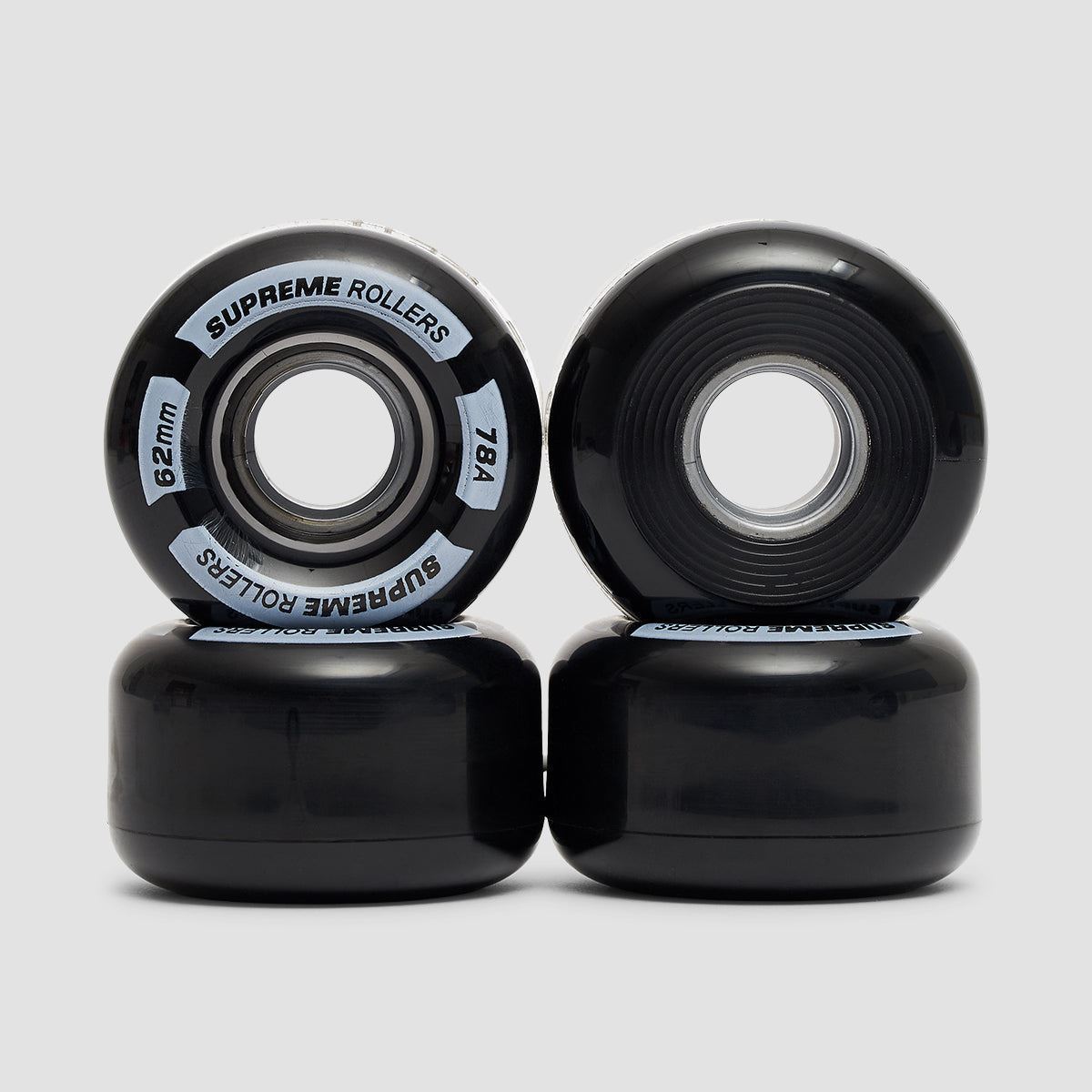 Supreme 78A Rollers Quad Wheels x4 Black 62mm