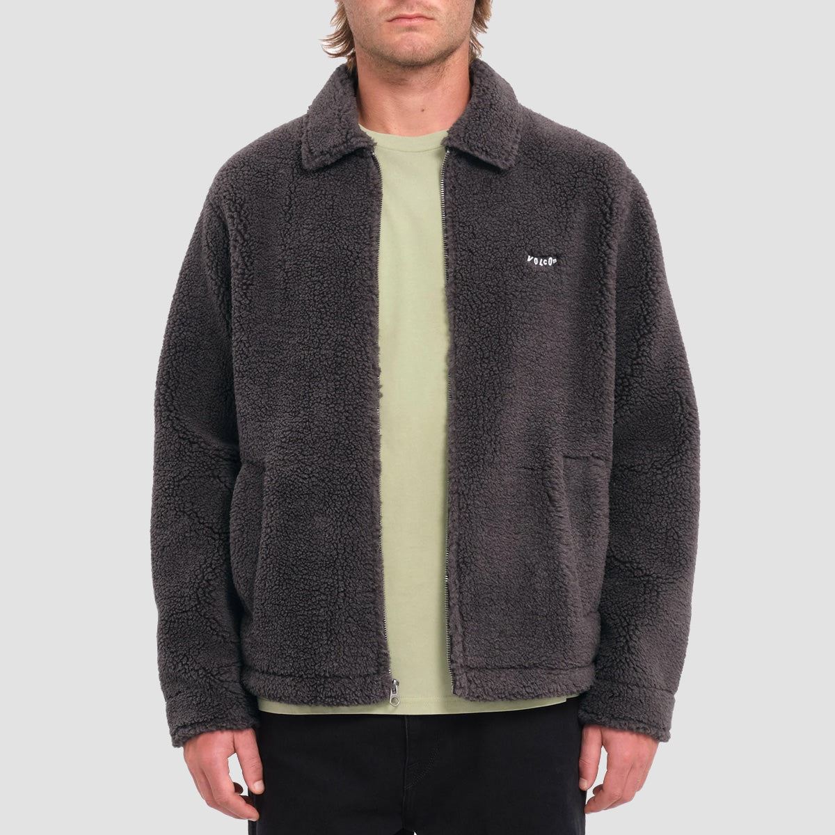 Volcom Edwart II Sherpa Zip Fleece Asphalt Black