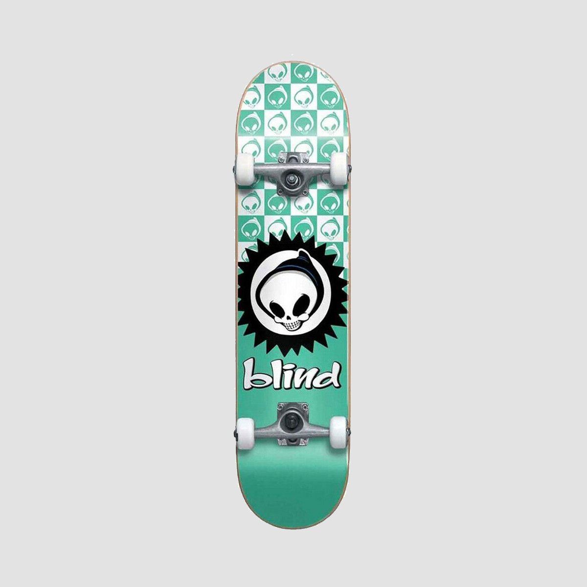 Blind Checkered Reaper FP Mid Skateboard Teal - 7.375"