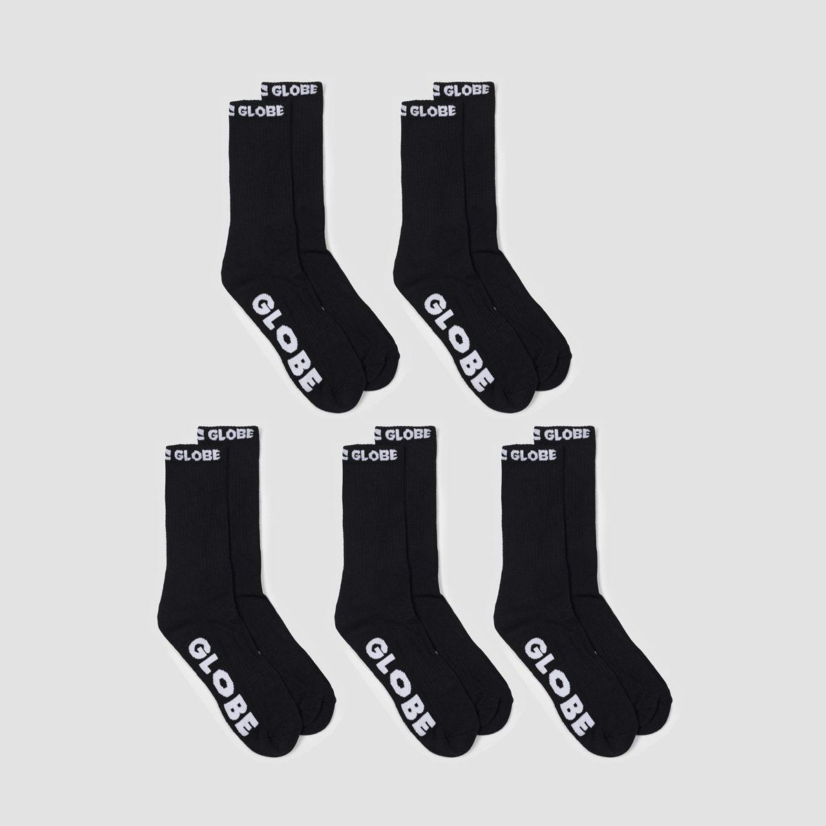 Globe Blackout Socks 5 Pack Black/Black - Kids