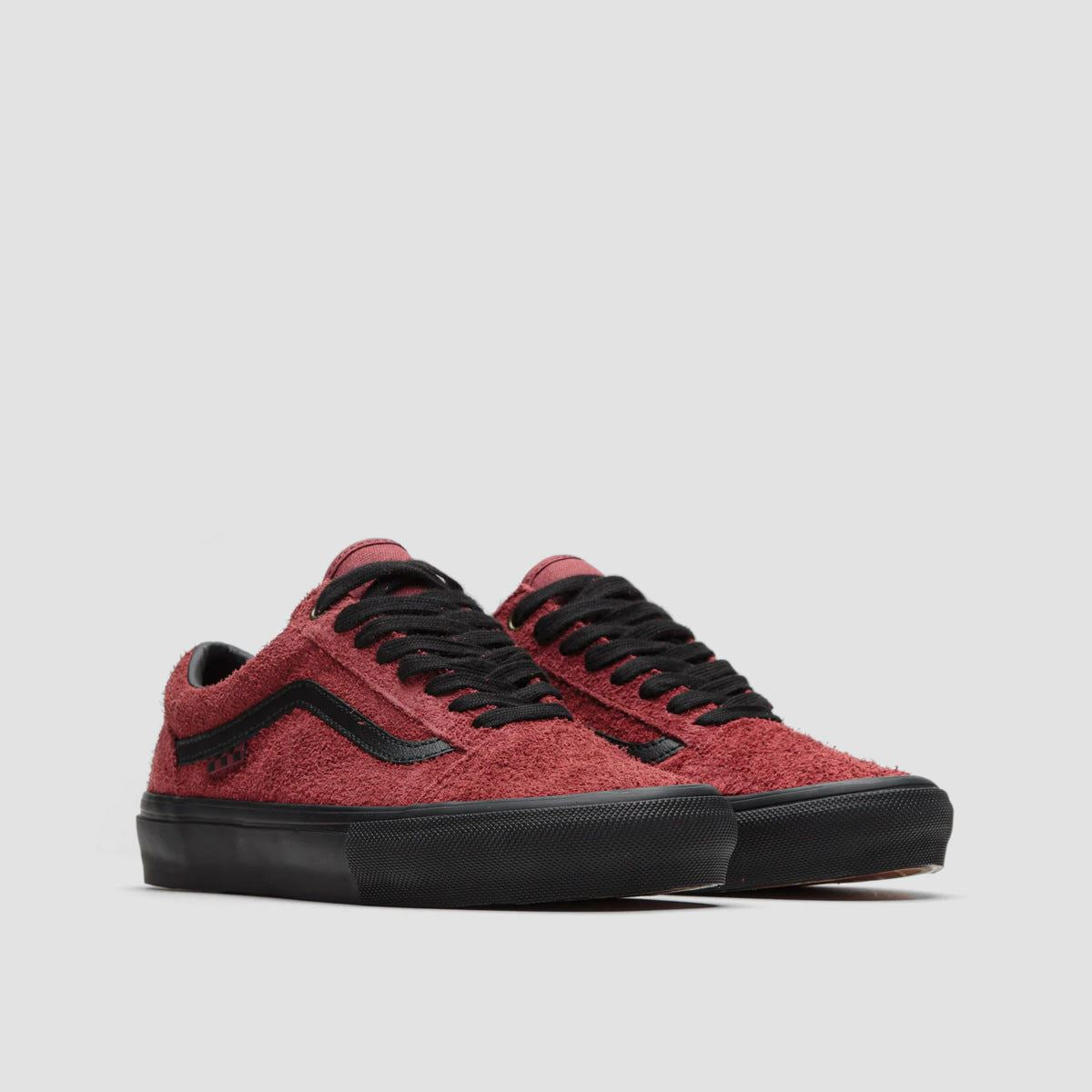 Vans Skate Old Skool Shoes - Hairy Suede Black/Burgundy
