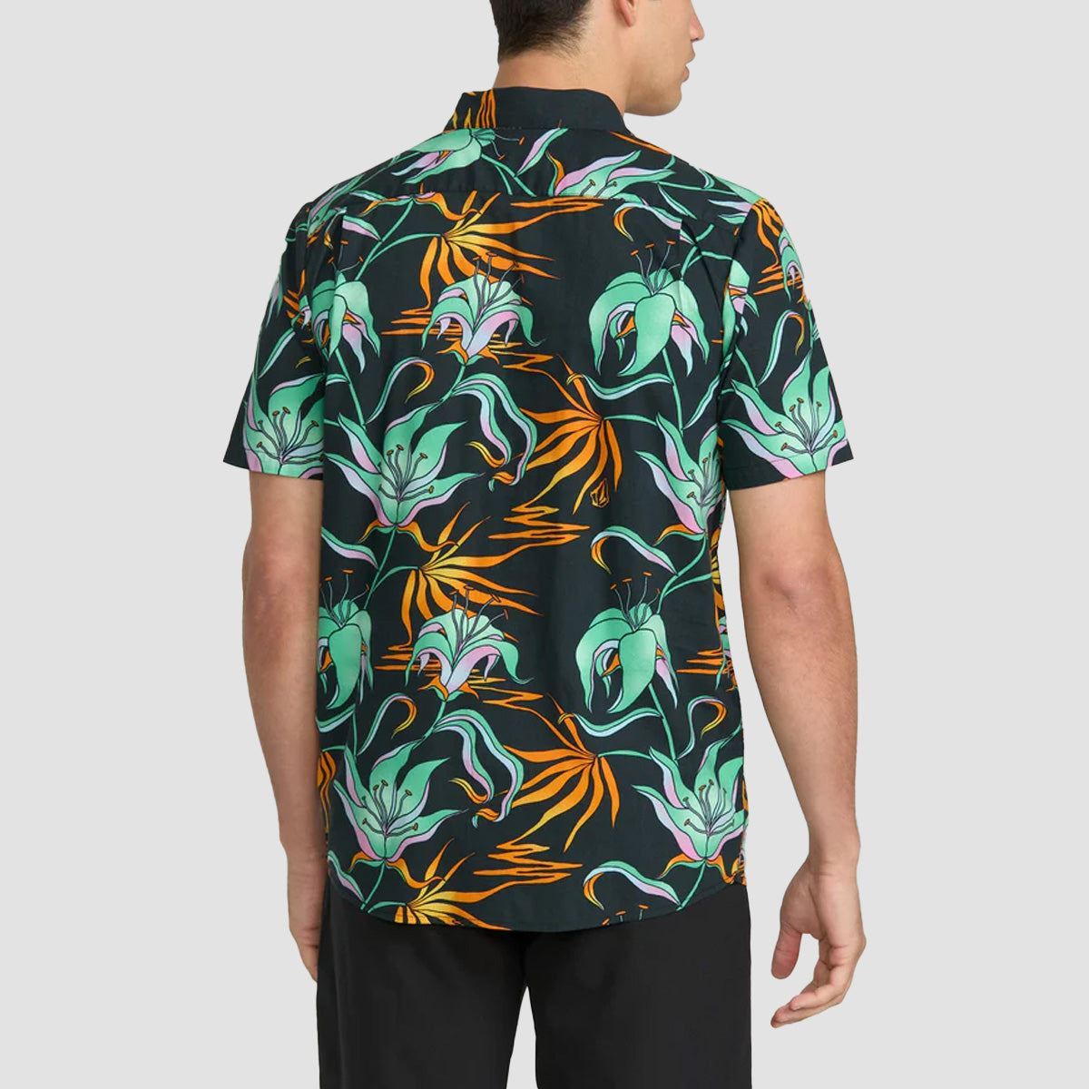 Volcom Brainmelter Floral Short Sleeve Shirt Black Green