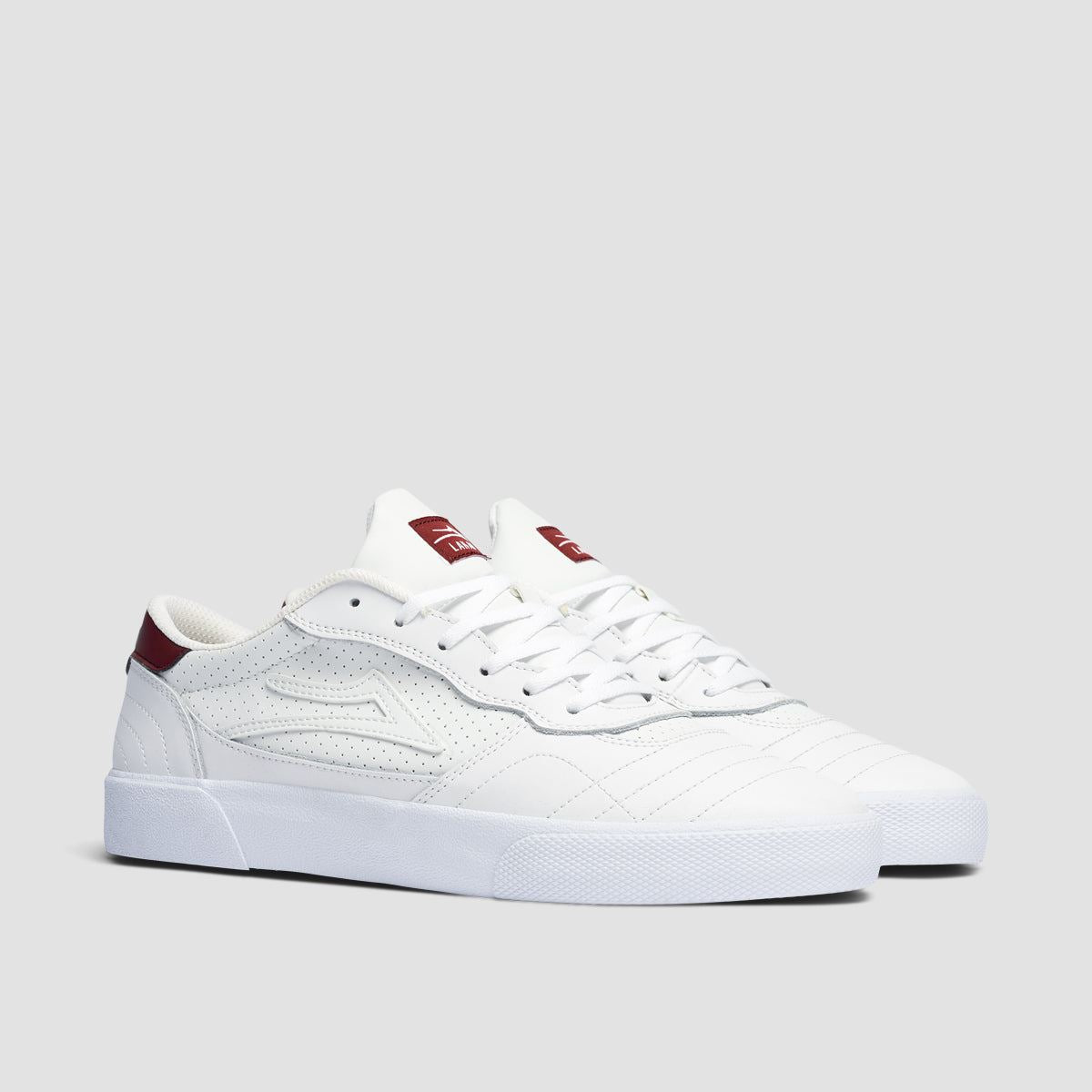 Lakai Cambridge Shoes - White/Burgundy Leather