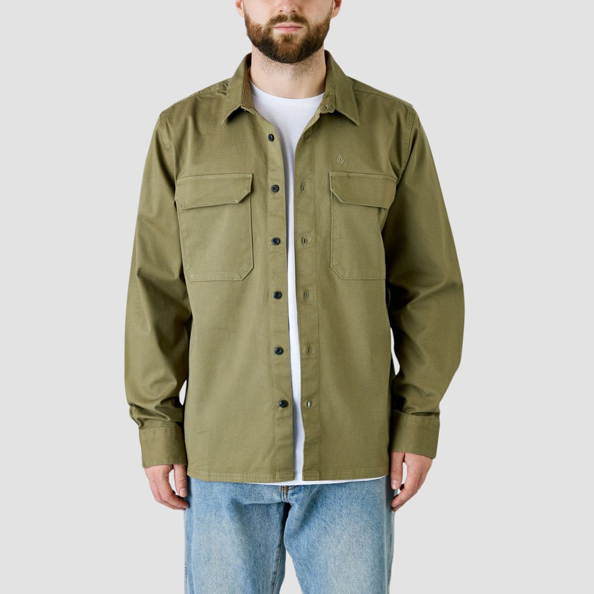 Volcom Servicestone Longsleeve Work Shirt Thyme Green