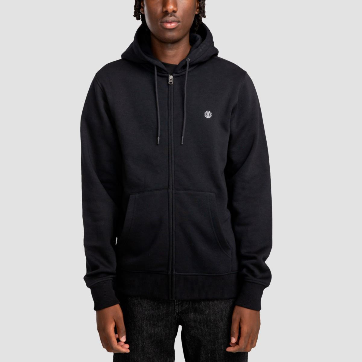 Element Icon Embroidery Zip Hoodie Flint Black