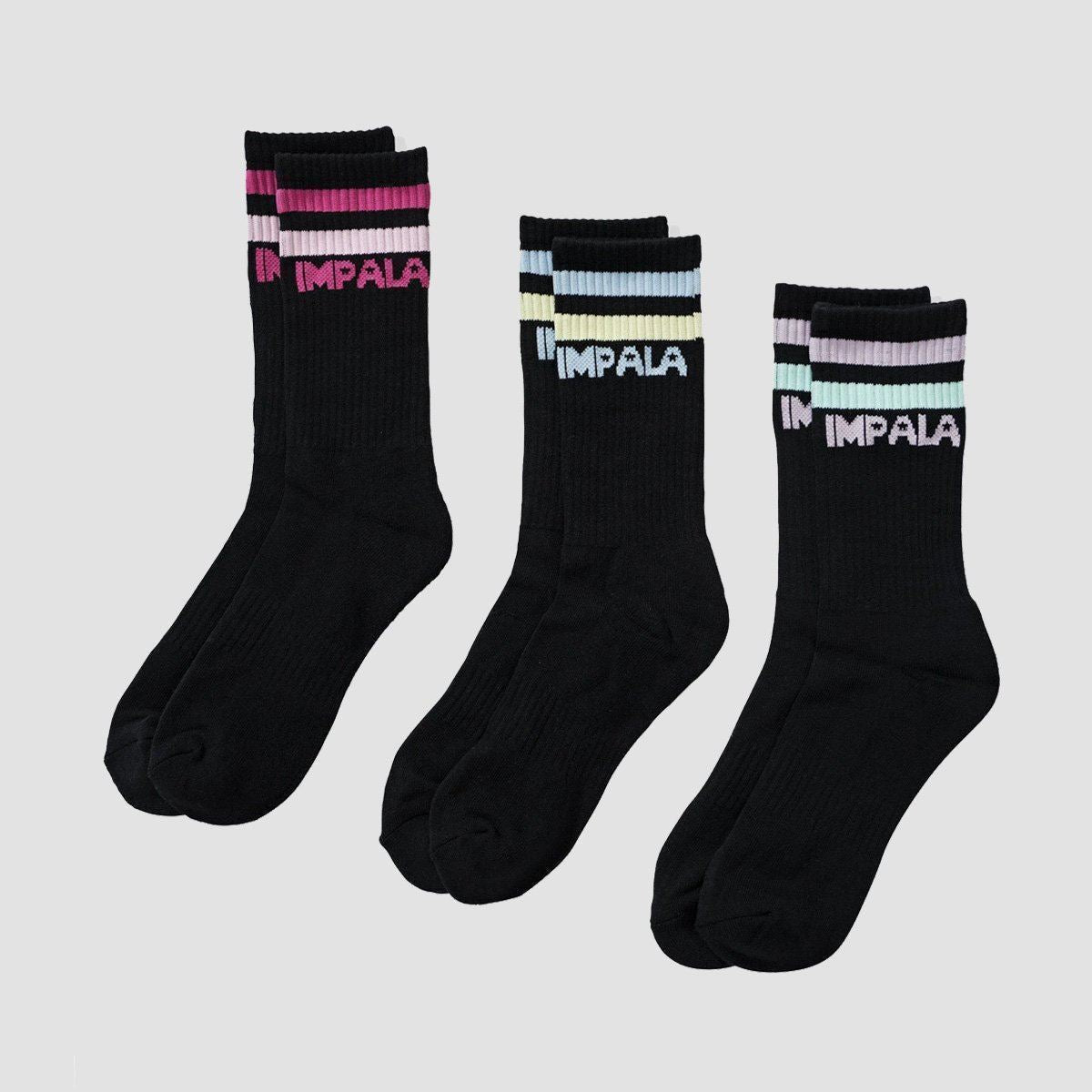 Impala Stripe Socks 3 Pack Black