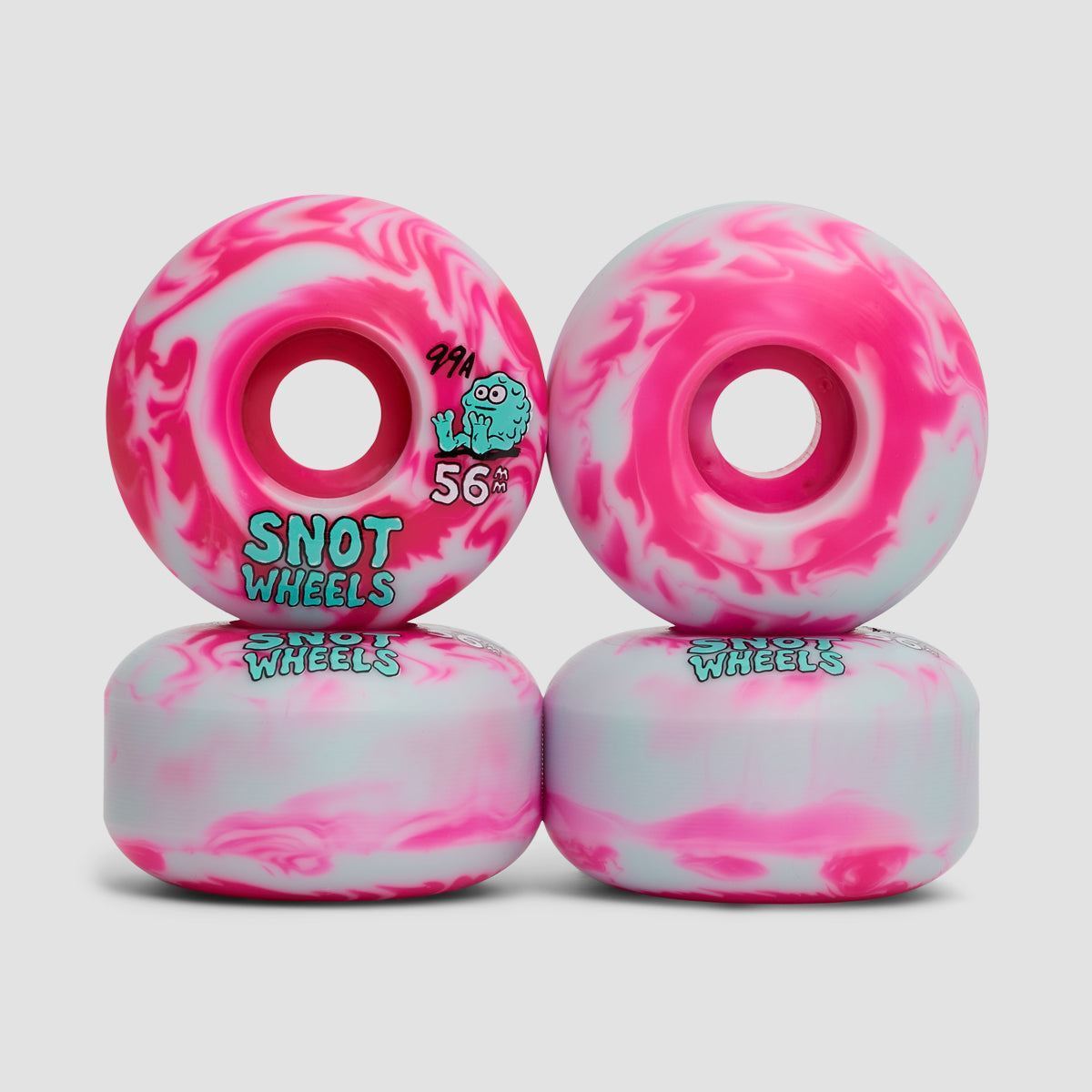 Snot Swirls 99A Skateboard Wheels Pink/Teal 56mm