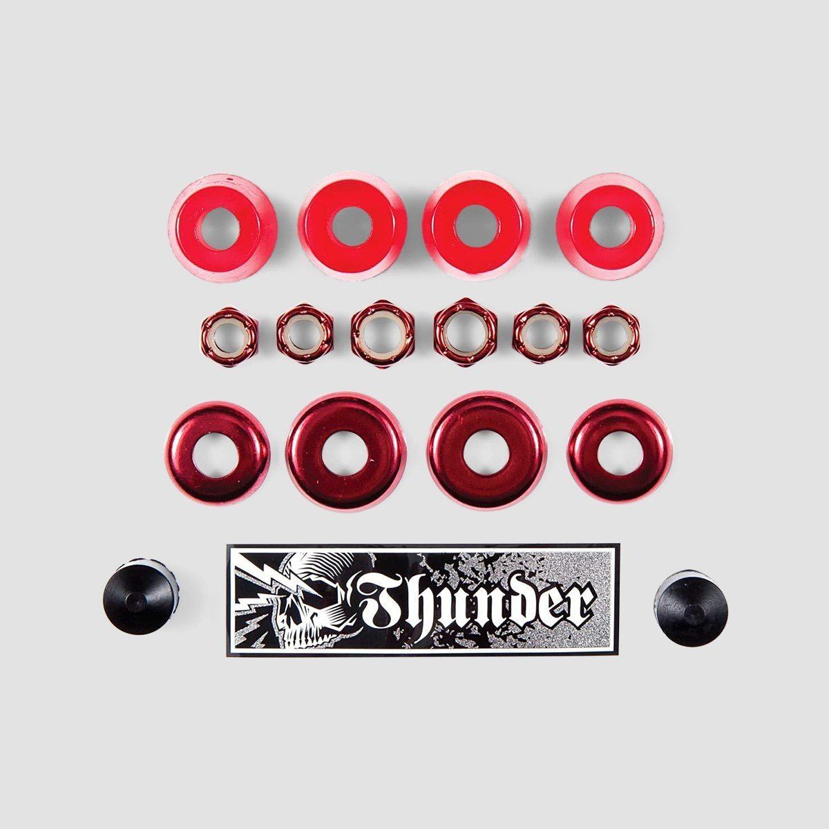 Thunder Rebuild Kit Bushings Washers Axel And Kingpin Nuts Pivot Cup 90 Duro Red x2