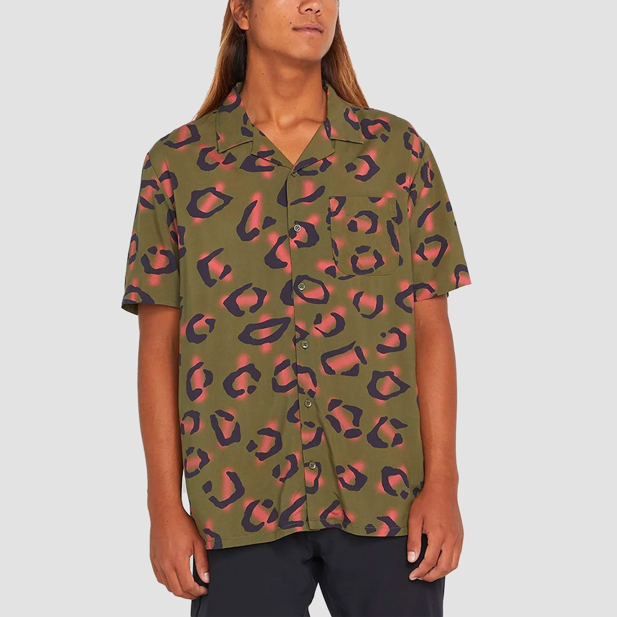 Volcom Stone Party Animals Short Sleeve Shirt Military