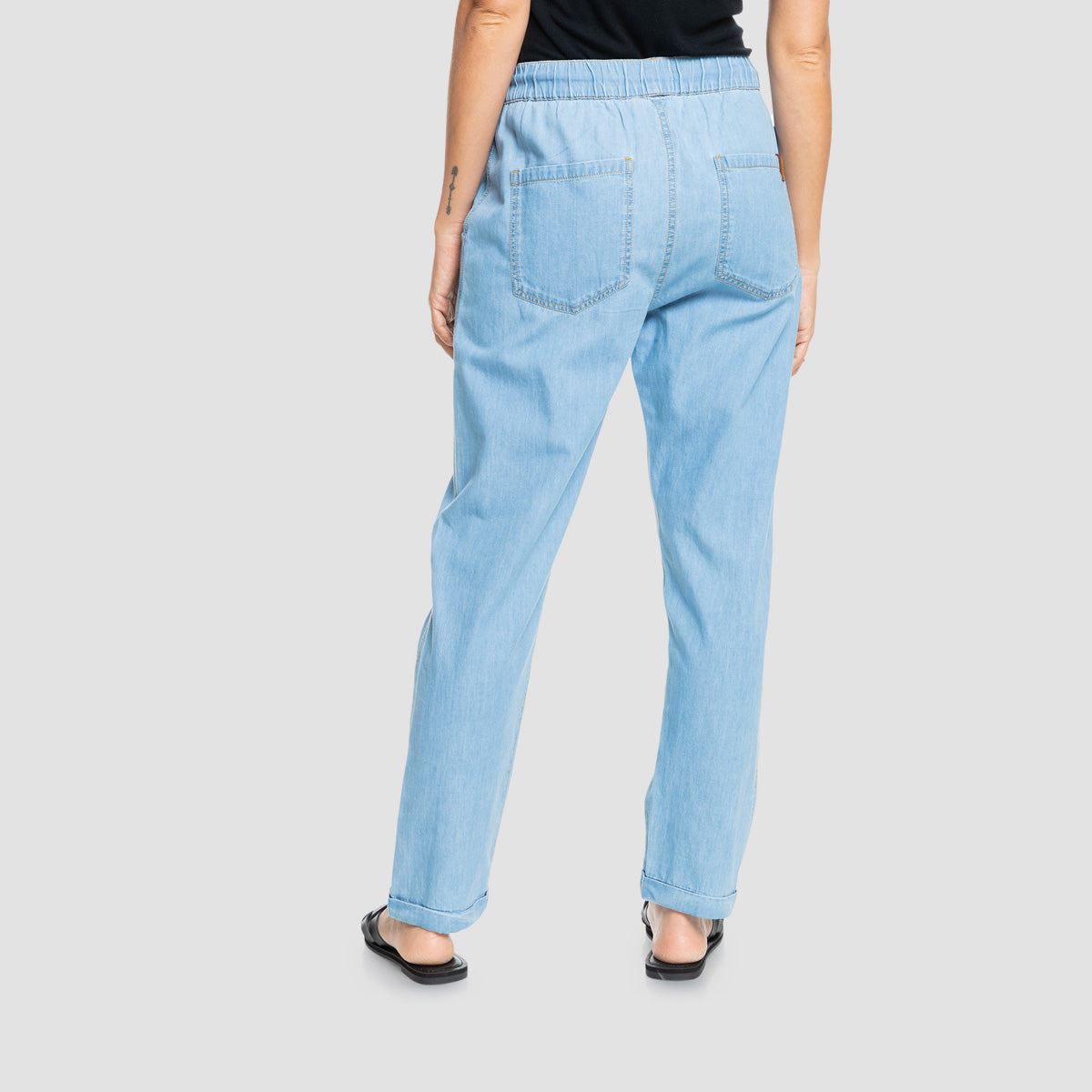 Roxy Slow Swell Denim Trousers Light Blue - Womens