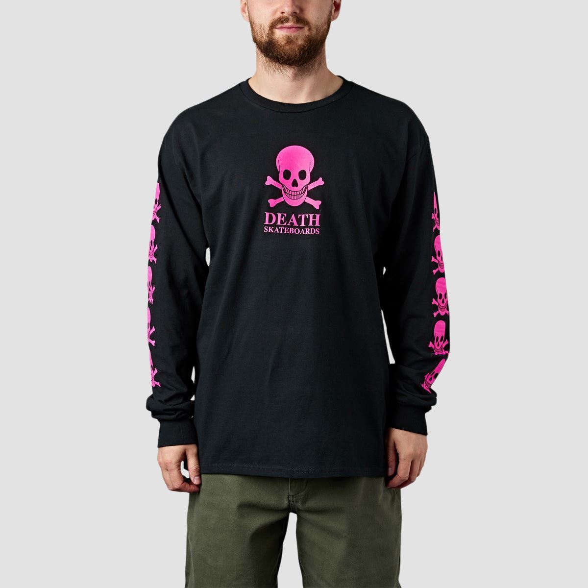 Death OG Skull Longsleeve T-Shirt Black/Hot Pink