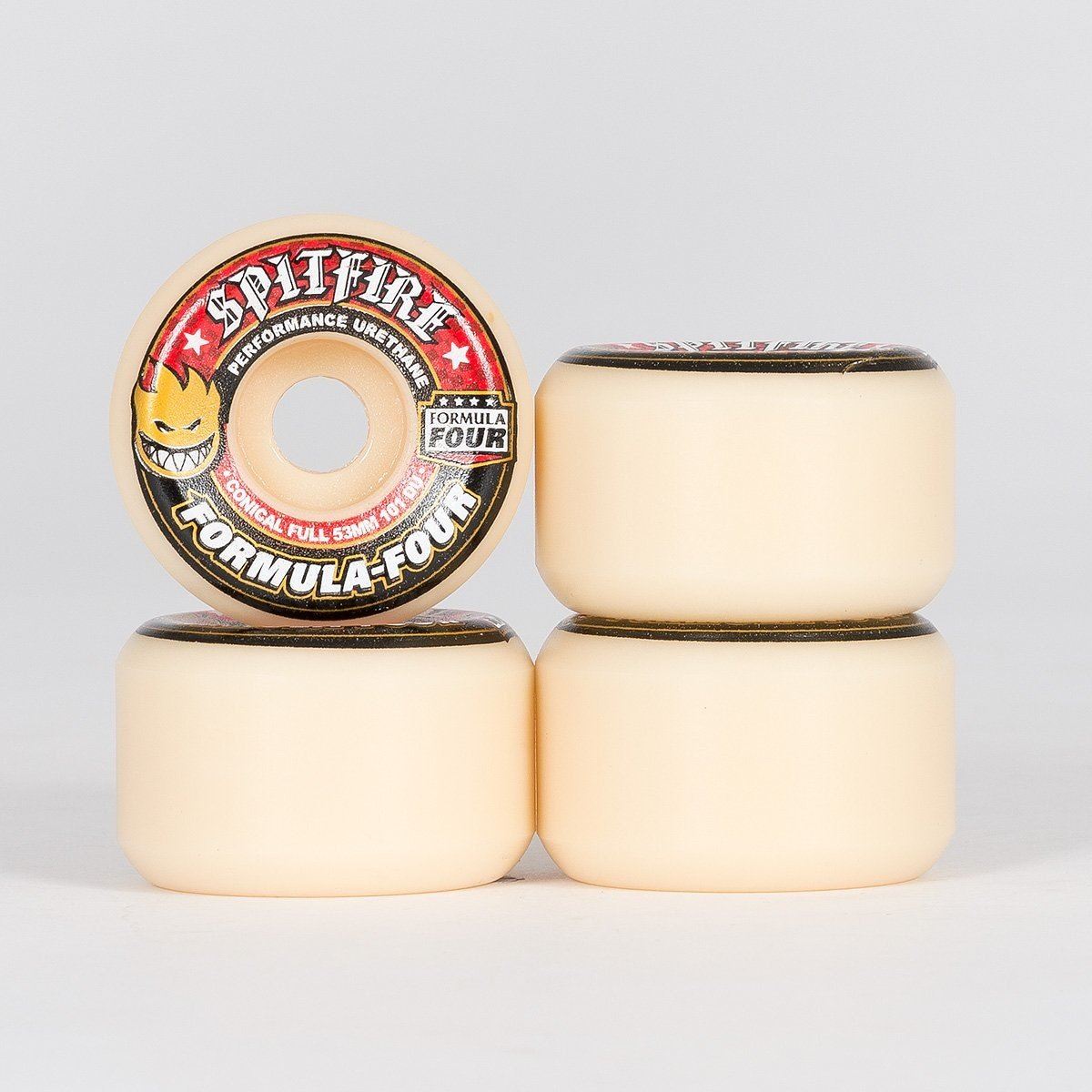 Spitfire Formula Four Conical Full 101DU Skateboard Wheels Natural/Red 53mm