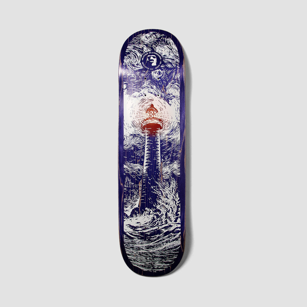 Heathen Lighthouse On Squarehead Skateboard Deck Blue/White - 8.5