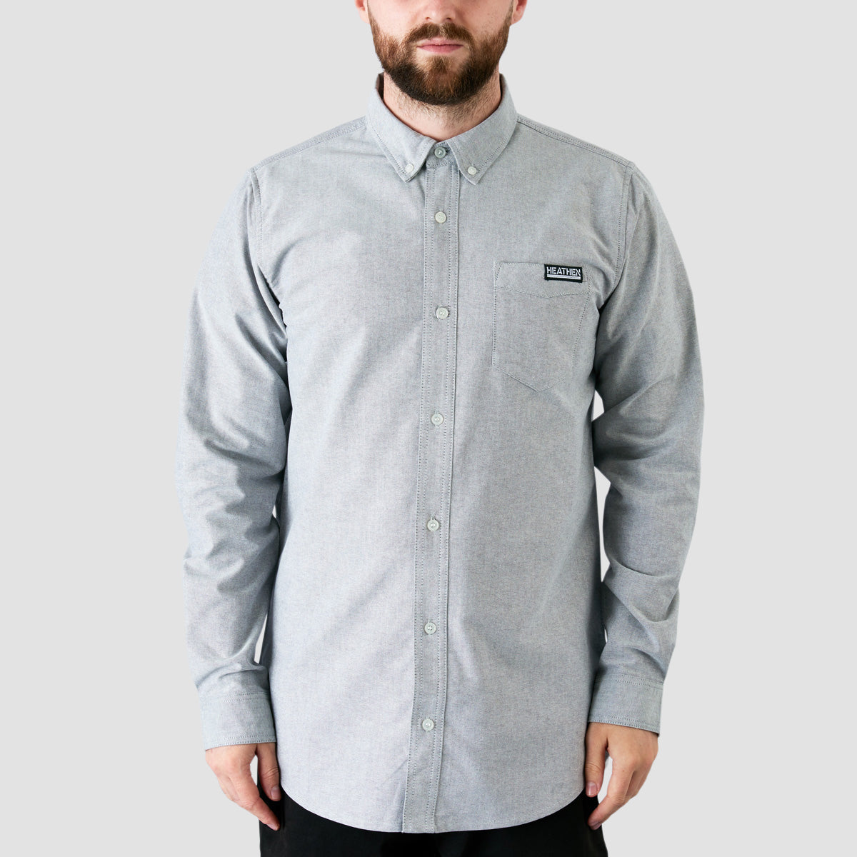 Heathen Canibal Ox-ford Longsleeve Shirt Nothing Grey