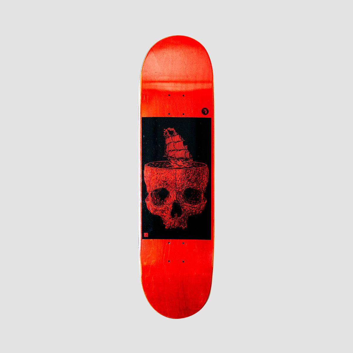 Heathen Stormy Seas on Taperhead Skateboard Deck Red - 8.5"