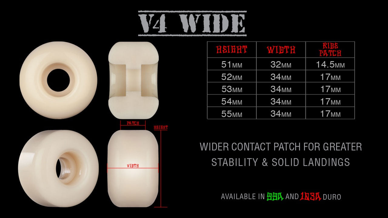 Bones Retros V4 Wide 103A STF Skateboard Wheels White 52mm