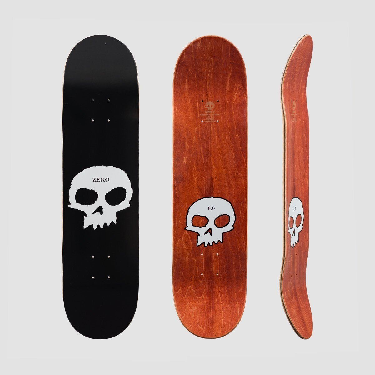Zero Single Skull Skateboard Deck Black/White - 8.25"